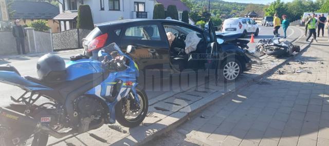 Coliziune între un autoturism și o motocicletă, pe raza localității Păltinoasa