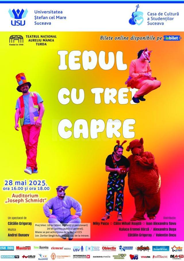 „Iedul cu trei capre”, spectacol pentru copii, miercuri, pe scena Universității