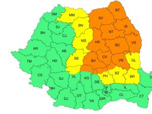 Cod portocaliu de ploi pentru județul Suceava, în perioada 27-29 mai