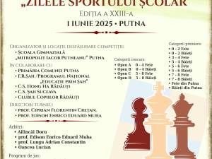 Festivalul interjudețean „Zilele Sportului Școlar”, ediția XXII, în prima zi din iunie, la Putna