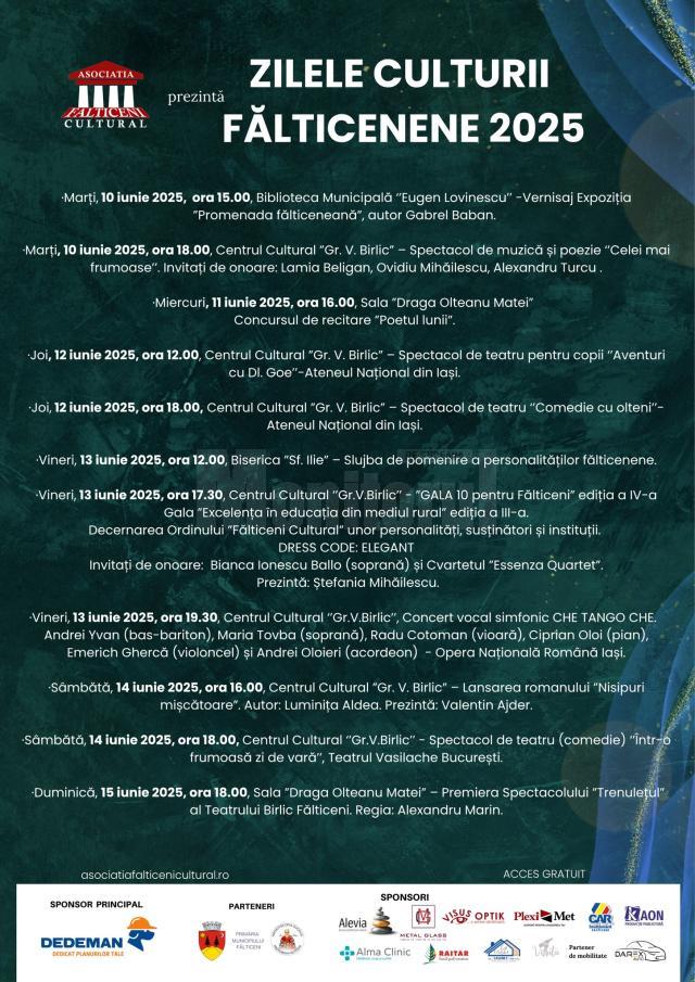 „Zilele Culturii Fălticenene 2025” aduc artă, literatură și spectacole de excepție