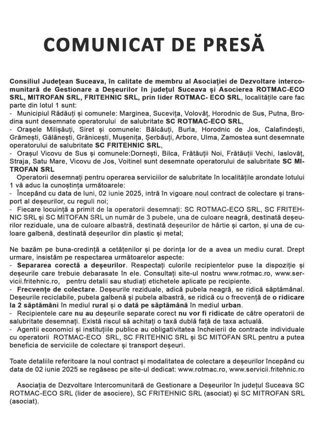 Comunicat de presă
