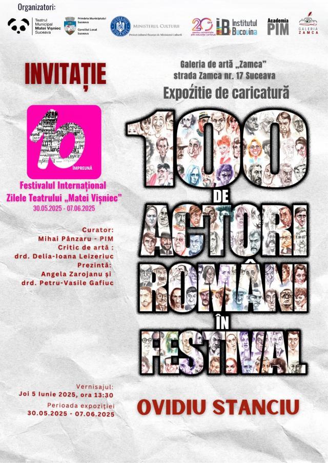 Expoziția „100 de actori români în festival”, realizată de Ovidiu Stanciu, la Galeria de artă Zamca