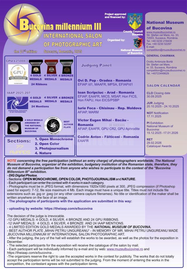 Au început înscrierile pentru Salonul Internaţional de Artă Fotografică „Bucovina Mileniul III”