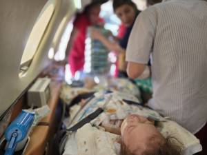 Amelia a fost transferată cu un avion medical, duminică, la o clinică din Genova, în Italia