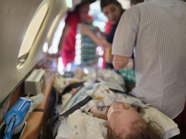 Amelia a fost transferată cu un avion medical, duminică, la o clinică din Genova, în Italia