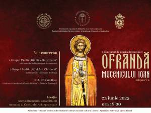 Concertul de muzică bizantină „Ofrandă Mucenicului Ioan”, luni, în curtea Catedralei Arhiepiscopale