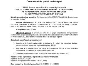 „PNRR: Fonduri pentru România modernă și reformată DIGITALIZAREA IMM-URILOR - GRANT DE PÂNĂ LA 100.000 EURO  PE ÎNTREPRINDERE CARE SĂ SPRIJINE IMM-URILE  ÎN ADOPTAREA TEHNOLOGIILOR DIGITALE