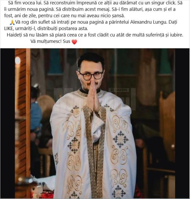 Preotul Alexandru Lungu a rămas fără pagina de socializare prin care a mobilizat mii și mii de oameni, să ajute pe alții