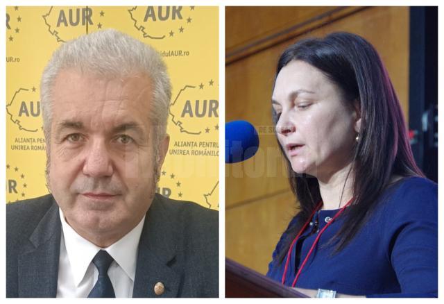 Deputații AUR de Suceava Florin Lucian Pușcașu și Veronica Grosu