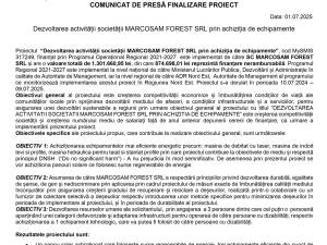 Dezvoltarea activității societății MARCOSAM FOREST SRL prin achiziția de echipamente