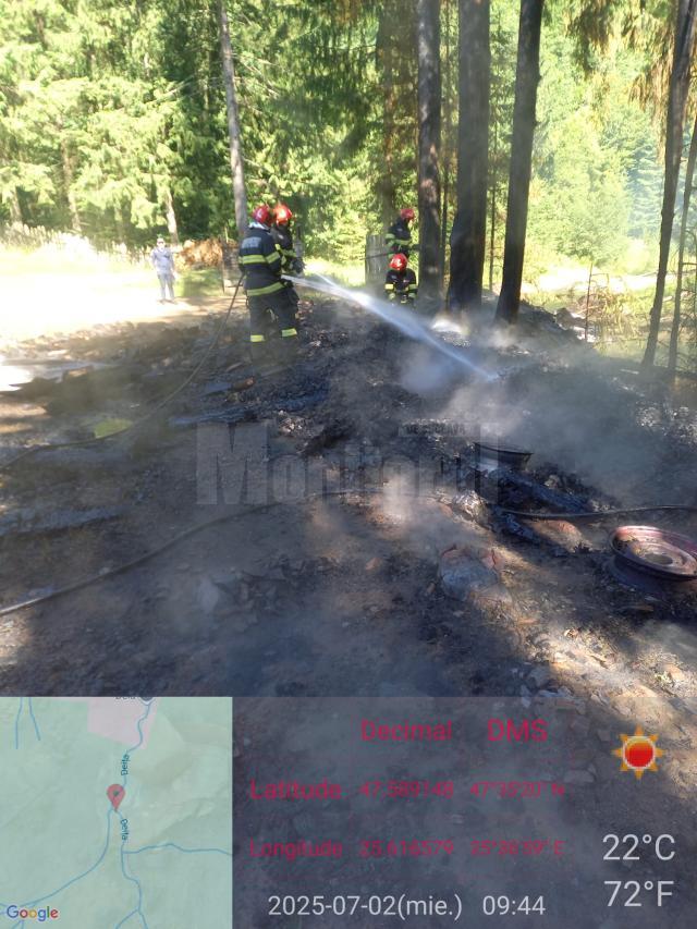 Depozit de lemne, incendiat cu o canistră de motorină, găsită la fața locului