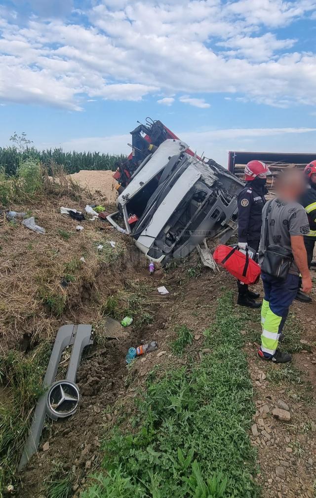 Accidentul s-a produs luni după-amiază, pe E85, în zona localității Iacobești