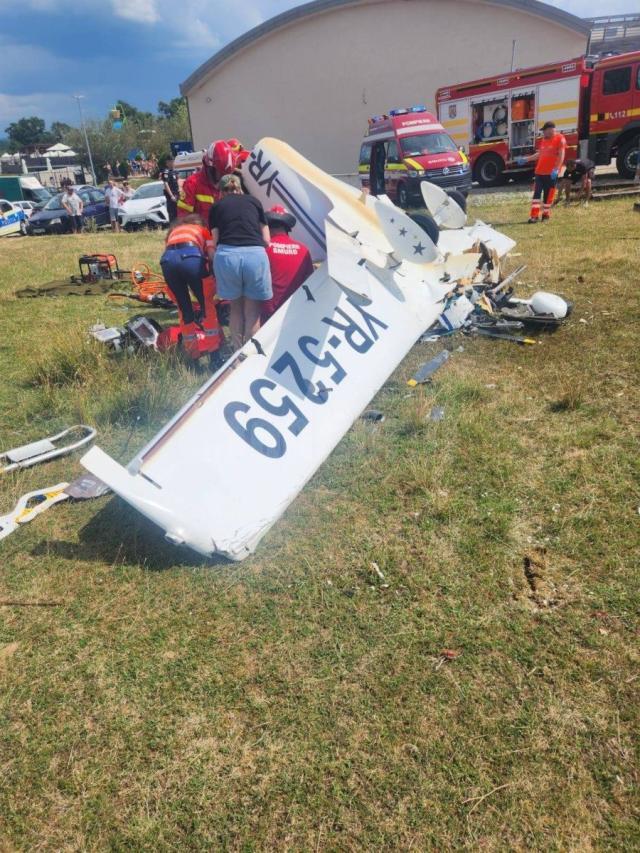 Accident aviatic la Arsenar park - foto Primăria Orăștie