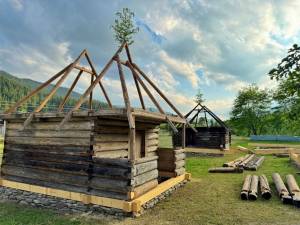 Bradul așezat pe structura acoperișului