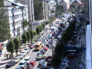 Imens blocaj în traficul din Suceava
