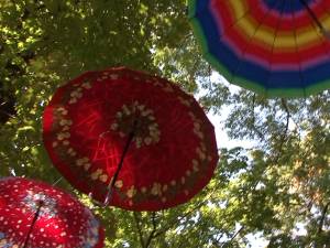 250 de umbrele multicolore au acoperit alei ale parcului central