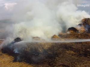 40 de baloţi distruşi într-un incendiu, după ce un bărbat a dat foc la vegetaţia uscată
