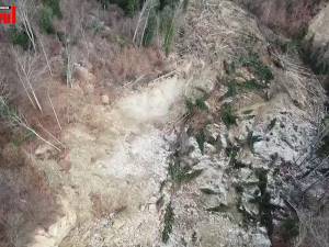 Alunecare de teren masivă în fondul forestier, în comuna Frumosu