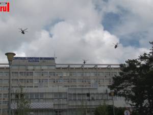 Elicopterele armatei au survolat Spitalul Județean